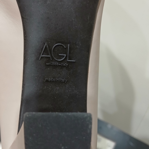 $385 AGL Leather Mila Cap Toe Pump Block Heel Shoes Sz 35.5/ 5.5US Made In Italy - Picture 12 of 13